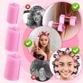 thumbnail image 2 of Crrynuo - Set de rulos para el cabello - Rizos - Rulos de esponja - 24 piezas - Sin calor - Rosa, 2 of 6