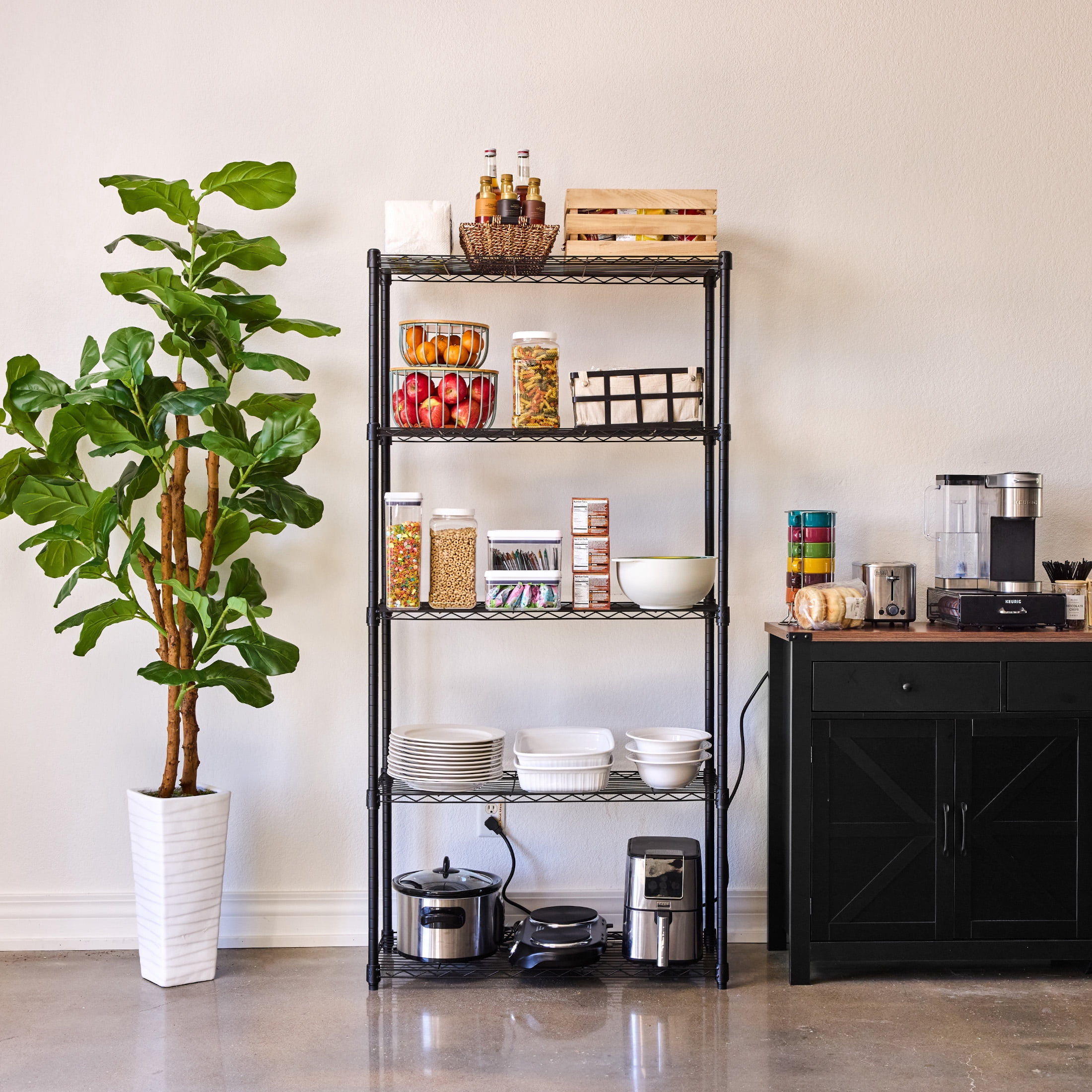 WorkPro 5-Tier Black Wire Shelving