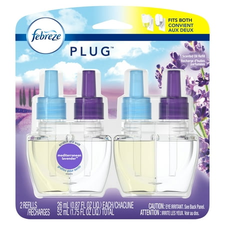 Febreze Plug Air Freshener Scented Oil Refill, Mediterraenan Lavender, 2 (Best Wall Plug In Air Freshener)