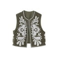 thumbnail image 4 of KelaJuan Women Vest, Sleeveless Open Front Embroidery Flower Outwear Gilet for Casual Street, 4 of 6
