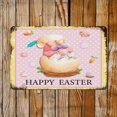 thumbnail image 3 of Lindo gnomo de Pascua feliz, rosa, amarillo con lunares blancos, letreros de metal vintage, decoración del hogar, letrero de metal de Pascua de primavera, placa de pared de 8 x 12, 3 of 6