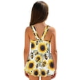 thumbnail image 2 of FOR U DESIGNS Girls' Sleeveless One-Piece Swimsuit Sleeveless Bathing Suit Swimwear Skirted Bathing Suit for 3-13 Years, Sunflower Bee, 2 of 7