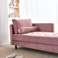 thumbnail image 5 of 64" Velvet Chaise with Pillows, L Shape Couch with Extra Wide Chaise Lounge, Mid-Century Modern Furniture, Fabric Sectional Sofa for Living room, Bedroom, Office, Apartment (Pink), 5 of 9
