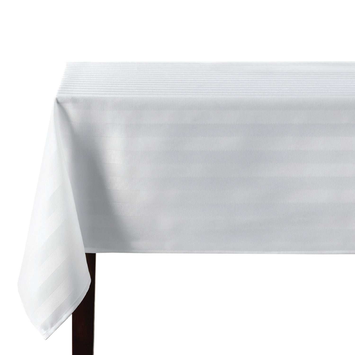 Hometrends Microfiber Stripe Tablecloth, 60" x 84" Rectangle, White