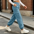 thumbnail image 3 of Dzrciro Cargo Pants for Women, Drawstring Elastic Waist Trousers with Side Pockets, Lightweight Athletic Baggy Pants S-2XL, 3 of 4