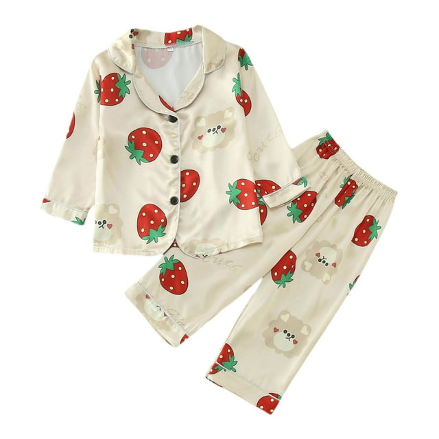 Gibobby Conjunto de ropa de bebé Pijamas de manga larga para niños y niñas con estampado de animados, camisetas, pantalones, ropa de dormir(Caqui,4-5 Años)