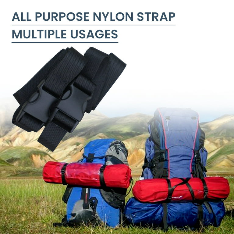 Sydien 5Pcs Black Nylon Utility Strap 1 x 47 Strap with Quick-Release  Adjustable Buckle for Backpacking, Outdoor Activities