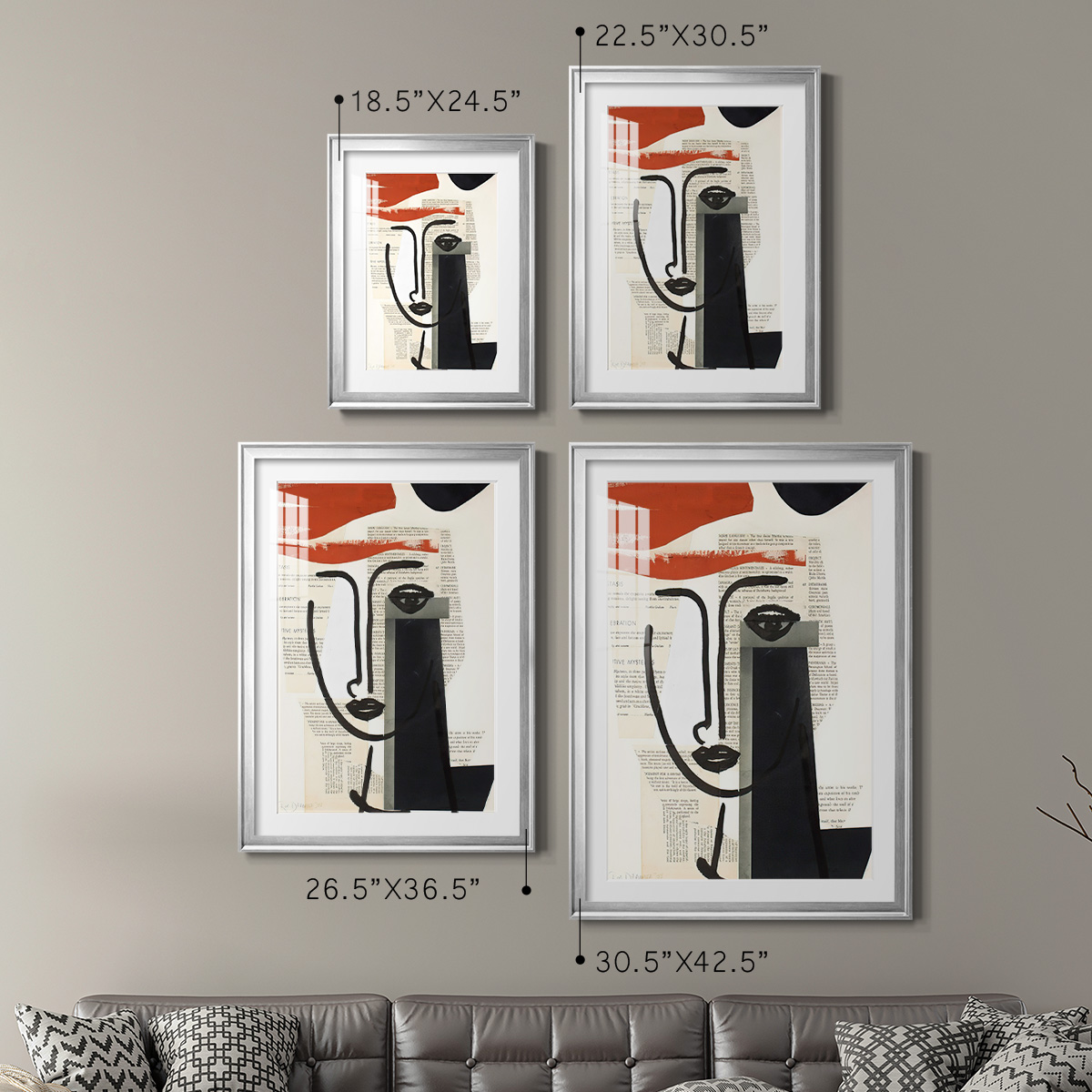 Wexford Home Faces of A Century V Premium Framed Print, 22.5" x 30.5" - Ready to Hang, Silver (Set of 2)