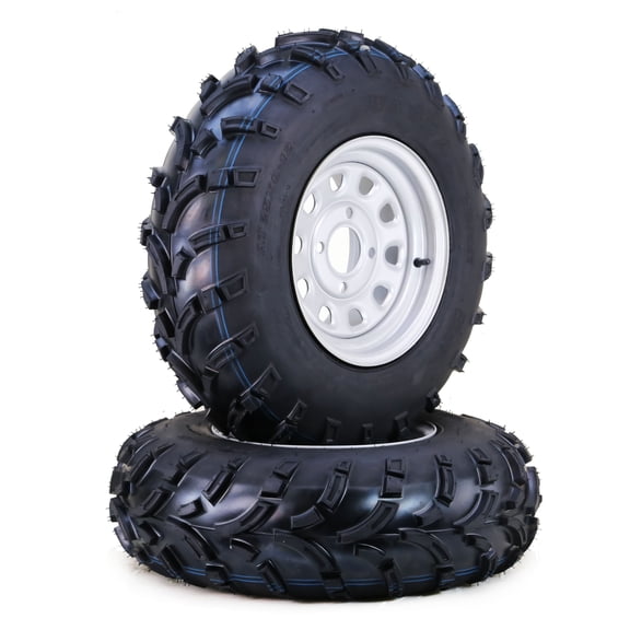 WANDA ATV Tire & wheel 25x8-12 6-Ply Light Mud on 4-110 PCD 5 2 Offset Silver Wheel,SET 2