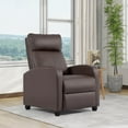 thumbnail image 4 of YRLLENSDAN Leather Recliner Chairs for Adults, Manual Push Back Recliner Chair for Living Room, Single Sofa Chair Reclinable, Relaxing Lazy Chair with Footrest, Home Theater Seating, Brown, 4 of 8