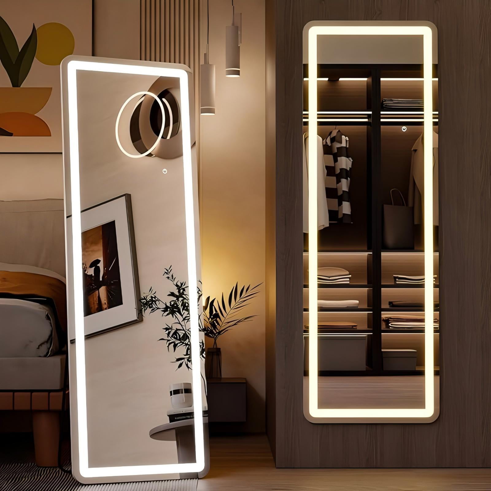 Mirrasia 60" x 16" LED Full Length Mirror Floor Mirror Wall Mounted,White