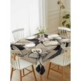 thumbnail image 2 of Black Floral Rectangle Tablecloth, Vintage Khaki Floral Retrp Plant Leaf Waterproof & StainResistant Tablecloth, Washable Oil-proof Table Cover for Dining/Party/Wedding/Camping/Buffet 60x84 In, 2 of 9