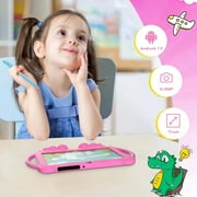 7 Inch Kids Tablet, Android Toddler Tablet for Kids, 4GB RAM+32GB ROM, Quad-core Processor, Parental Control, 1024x600 HD Screen, 3000mAh Battery, 8MP Camera Tablets PC with Silicone Case, Pink