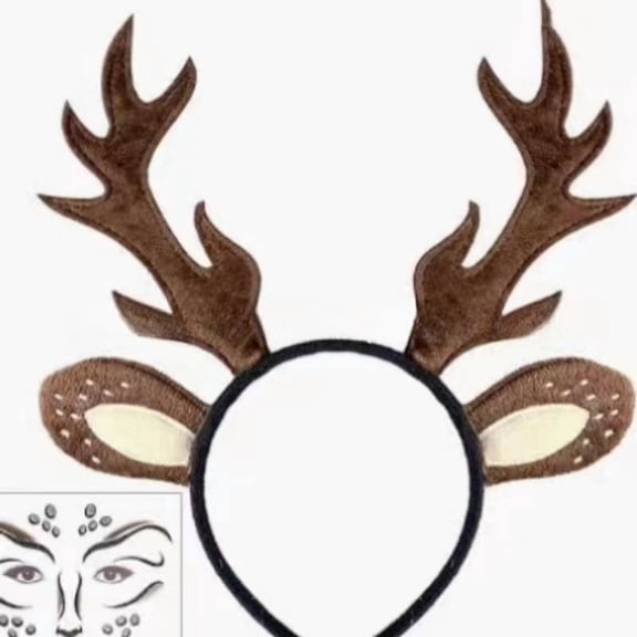 Christmas Reindeer Antlers Headbands Deer Antlers Headband Deer for Women Adults Animal Ears Headbands Fluffy Realistic Deer Antler Hairband Head Boppers Xmas Antler Hair Bands for Xmas,1Pcs