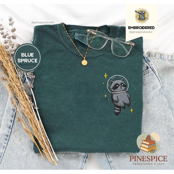 Space Raccoon T-Shirt, Funny Embroidered Comfort Colors 1717, Cosmic Animal Tee, Chaotic Raccoon Shirt, Spooky Gamer Gift