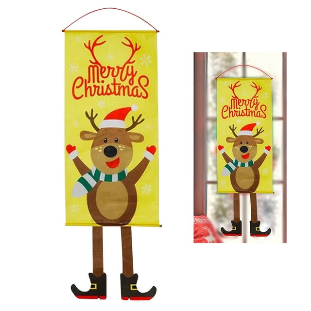 Injueey Cartel de Navidad para ventana de casa, cartel de porche, decoración colgante decorativa para puerta, adornos navideños, Navidad 2020 Natal Kits de decoración para fiestas Alce Injueey HA001743-03