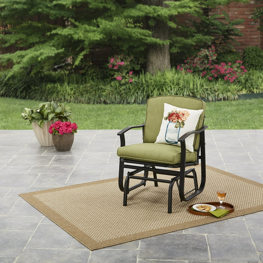 Mainstays Belden Park Outdoor Glider Chair for Patio and Garden, Green