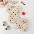 thumbnail image 2 of NIEWTR Baby Girl Summer Outfit Breathable and Comfortable Short Sleeve Ruffle Top and Shorts Set Playwear Sweet Style(Beige,0-3 Months), 2 of 4