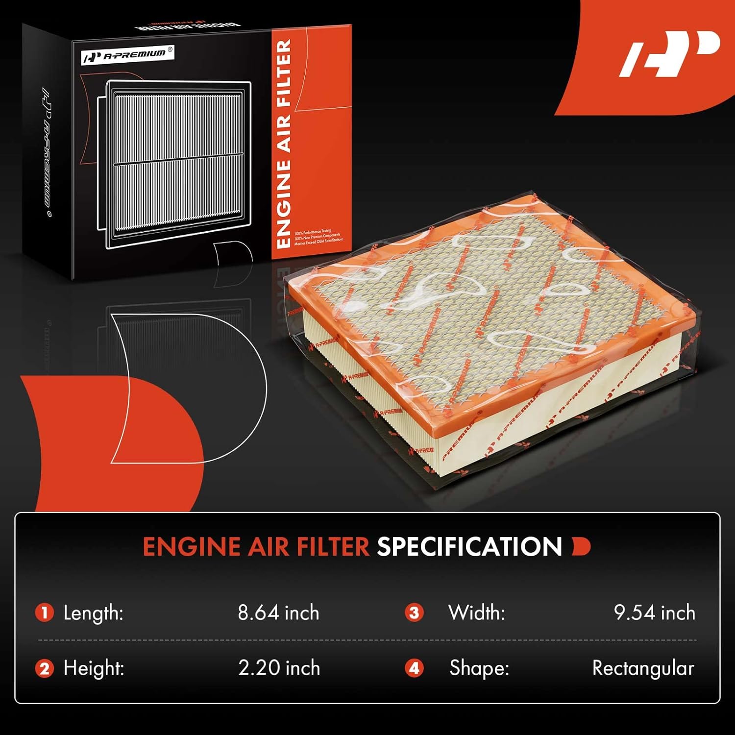 A-Premium 2-PC Engine Air Filter Compatible with Toyota, Dodge, Jeep & Lexus Models - Camry, Highlander, Avalon, Sienna, Durango, Grand Cherokee, ES350, NX300, RX350 - Replace# 17801-0P050