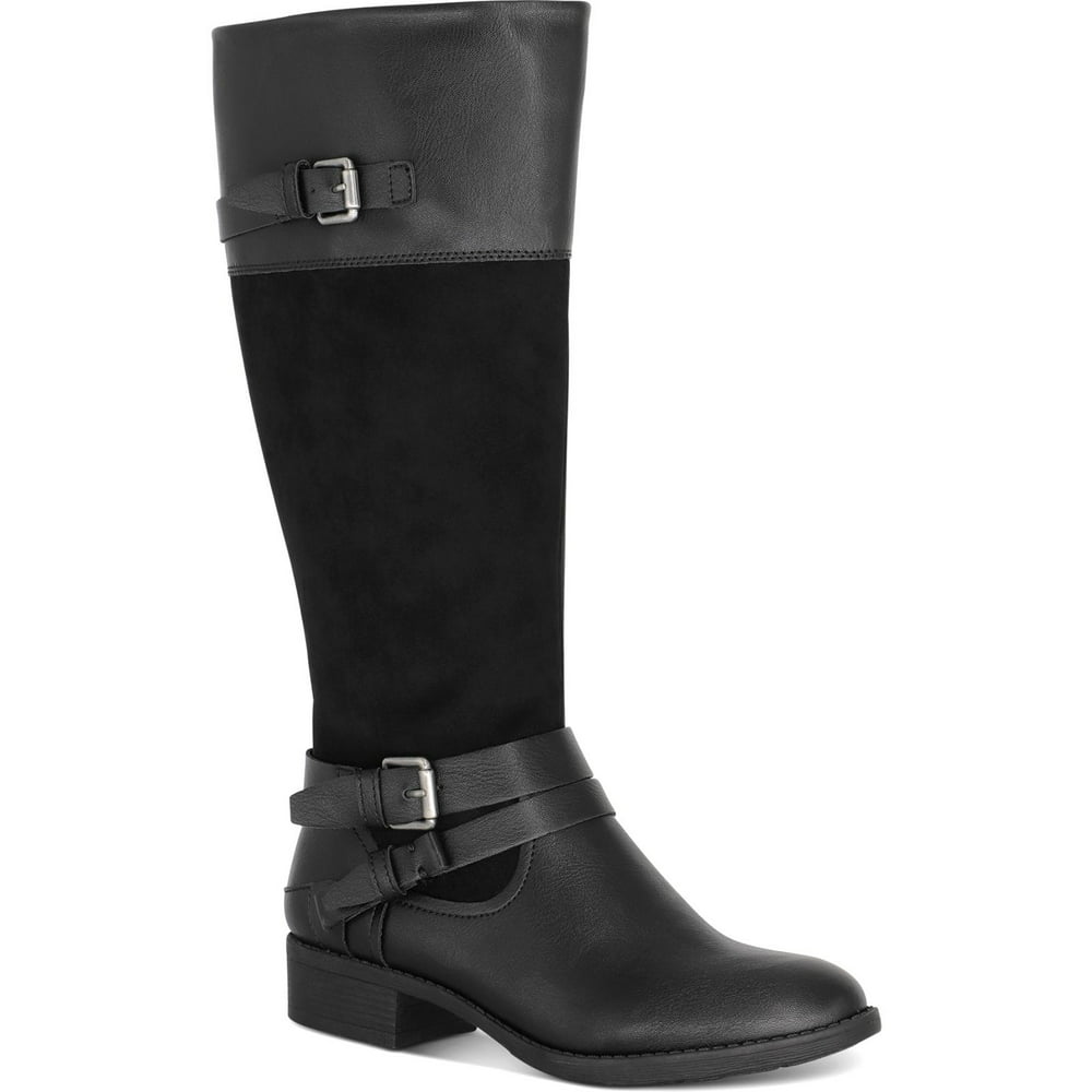 Style & Co. - Style & Co. Womens Ashliie Faux Leather Dress Boots Black ...