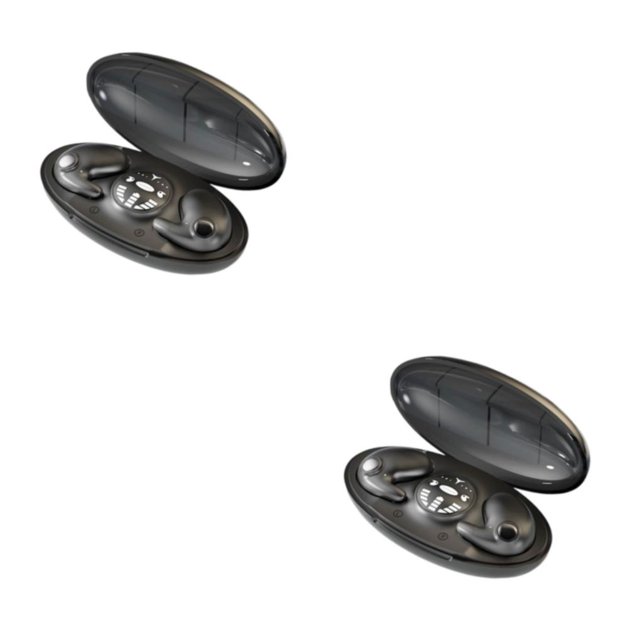 Bearachild Auricular Inalámbrico compatible con Bluetooth Reemplazo Cancelación de ruido Estéreo HiFi Recargable Tipo-C Auriculares deportivos Negro 2Conjunto