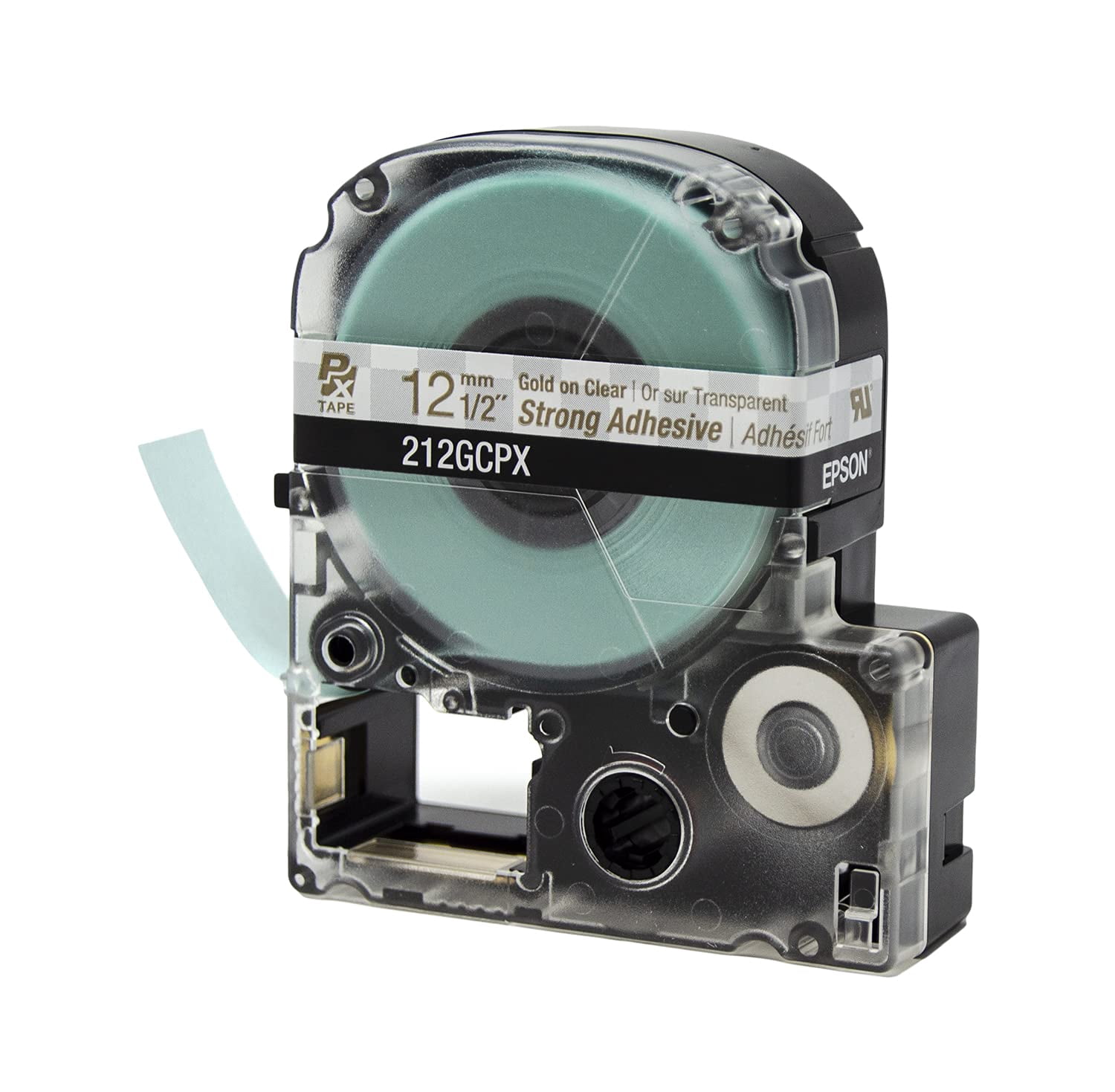 Epson LABELWORKS 212GCPX - Gold on Clear PET Label Maker Tape - 1/2" (12MM) Wide, 30'