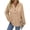 Khaki, variant on Hoodies for Women Waffle Knit Sweatshirts Drawstring Long Sleeve Tops Button V Neck Pullover