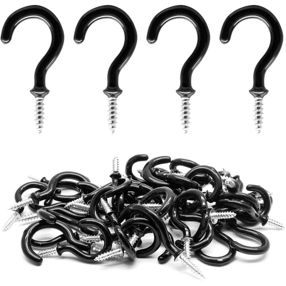 Minzimin 100Pcs Vinyl Coated Metal Cup Hook , Screw-in Ceiling Hooks for Hanging