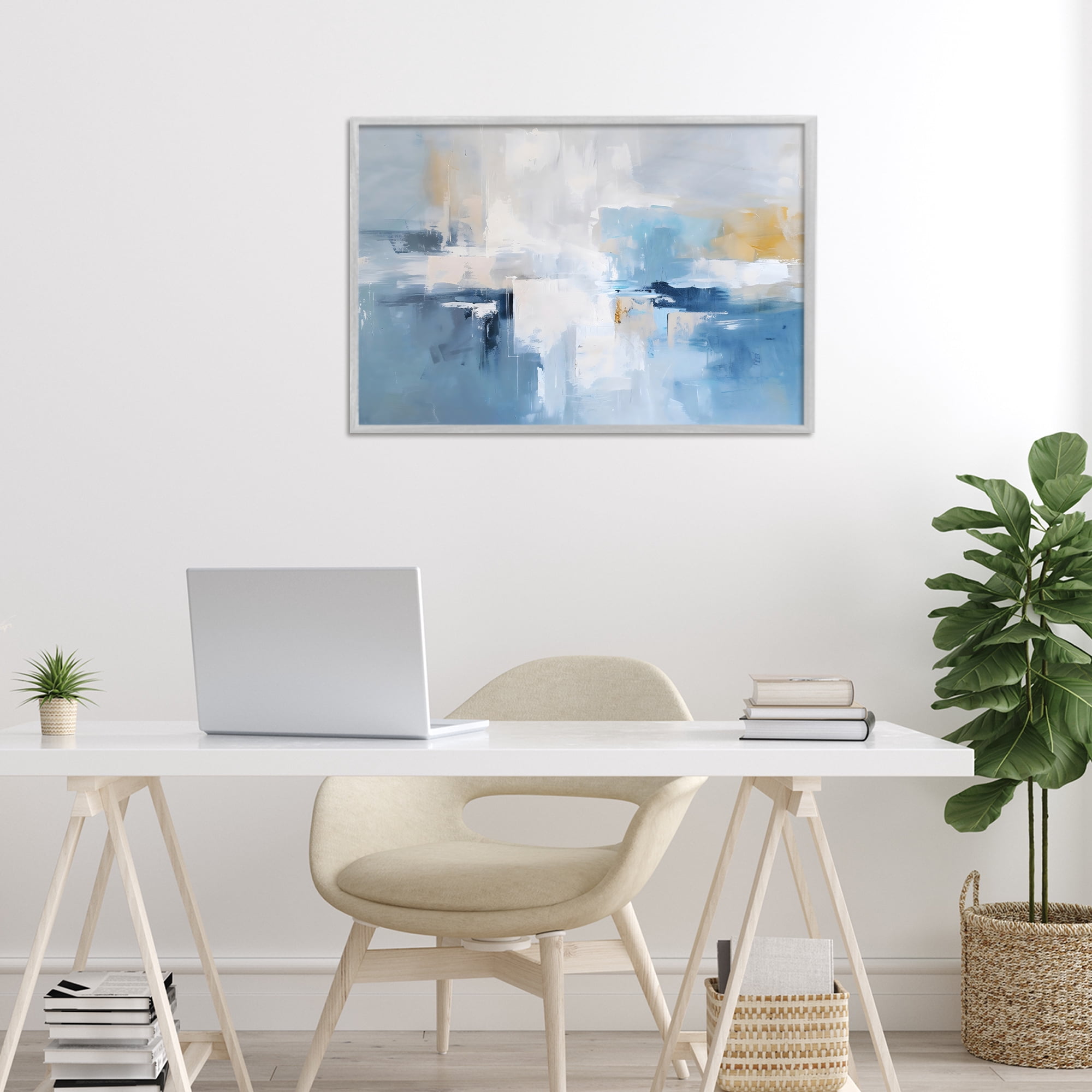Stupell Industries Blue Sea Mist Horizon Gray Framed Giclee Art, design by Creative Studio