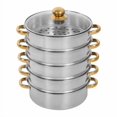 thumbnail image 3 of 5-Tier Stainless Steel Steamer Cooking Pot with 9L Capacity and Baskets, 3 of 12