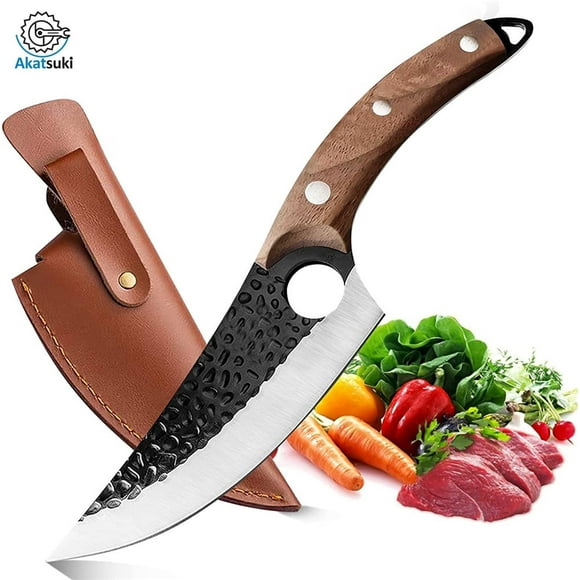 Viking Knives, 6inch Boning Knife Forged Butcher Knife with Sheath Fish Fillet Meat Cleaver Knives Full Tang Chef Knife for Kitchen, Camping, Deboning, BBQ