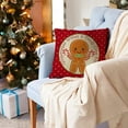 thumbnail image 2 of Christmas Gingerbread Man Wishes Candy Cane Kisses Throw Pillow Cover, Xmas Holiday Red White Polka Dots Home Decorations, Winter Seasonal Cushion Case for Sofa Couch Decors Cotton Linen 20 x 20, 2 of 5