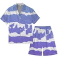 thumbnail image 2 of Men's Gradient Printed Satin Short Sleeve Button Up Pajama Loungewear Set for Comfortable Sleep and Relaxation at Home, 2 of 4