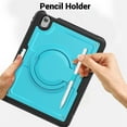 thumbnail image 3 of Shockproof Case for Apple iPad Air 11 Inch M3 M2 2025/2024, Rugged Hybrid Protective Cover with Pencil Holder & Shoulder Strap Kids Friendly Rotating Kickstand Case for iPad Air 11 Inch, Lightblue, 3 of 9