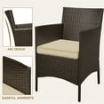 thumbnail image 5 of Yaheetech 3-Pieces Patio Wicker Chairs and Table Set for Garden Deck, Brown/Khaki, 5 of 7