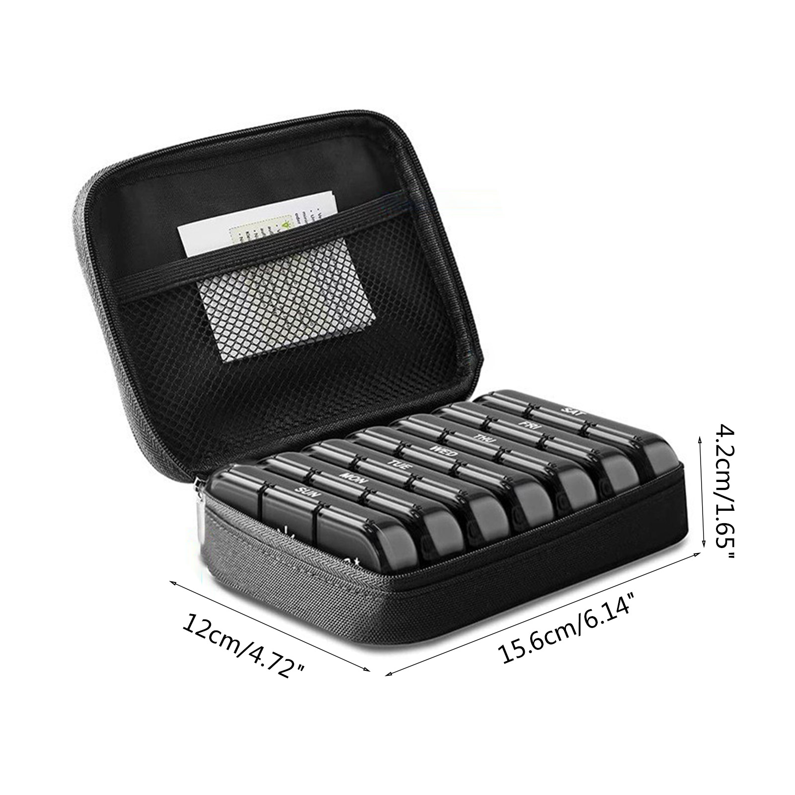 Geemin 7 Day for Pill Box with Zipper Cloth Bag Weekly for Pill Organizer Large Daily Medicine Organizer Box for Pills Vitamin