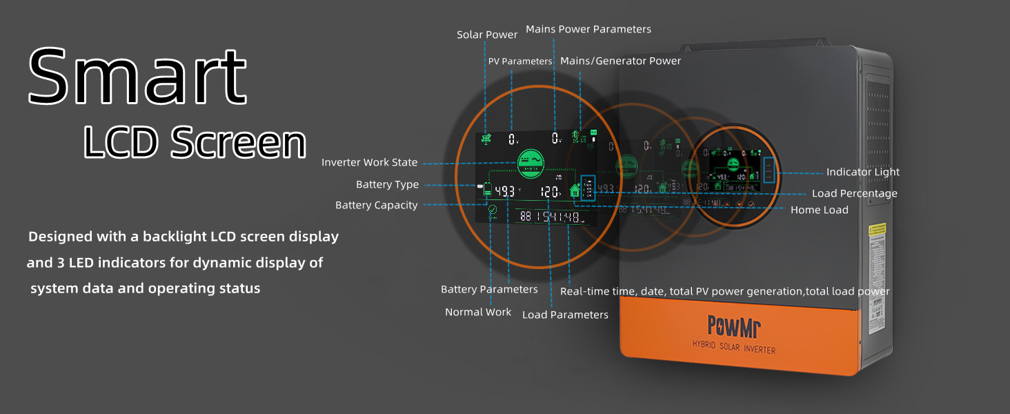 5000W Split Phase120V 110V AC Grid Tie 48V All In One Hybrid Inverter Built 100A MPPT Solar Charger Max Parallel 6 Inverters
