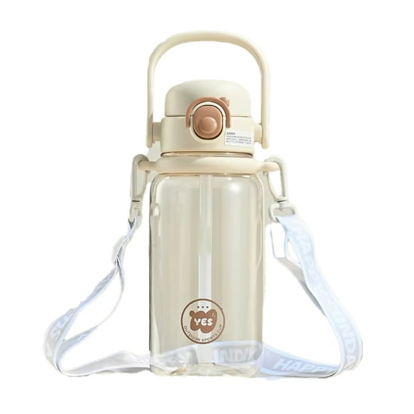 Botella de Agua de Gran Capacidad de 1000 Ml con Pajita, para Estudiantes, para Exteriores, Sellada, A Prueba de Fugas, Vaso de Plástico con Tapa, Ideal para Niños.A