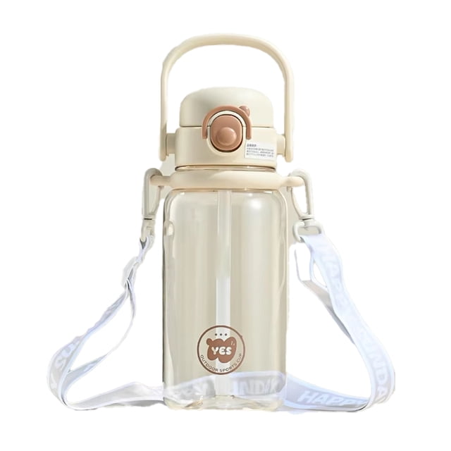 Botella de Agua de Gran Capacidad de 1000 Ml con Pajita, para Estudiantes, para Exteriores, Sellada, A Prueba de Fugas, Vaso de Plástico con Tapa, Ideal para Niños.A