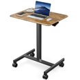 thumbnail image 2 of DUMOS Hauteur Debout, Bureau Mobile Portable à Roulettes pour Ordinateur Portable, Petit Bureau Réglable pour Bureau à Domicile, 19 Po, Brun, 2 of 4