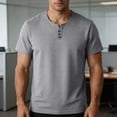 thumbnail image 3 of TKKCS Mens Short Sleeve Henley T-Shirt- Breathable Lightweight Classic 3-Button Placket Daily Wear Casual Summer T-Shirts Gray Size XL, 3 of 5