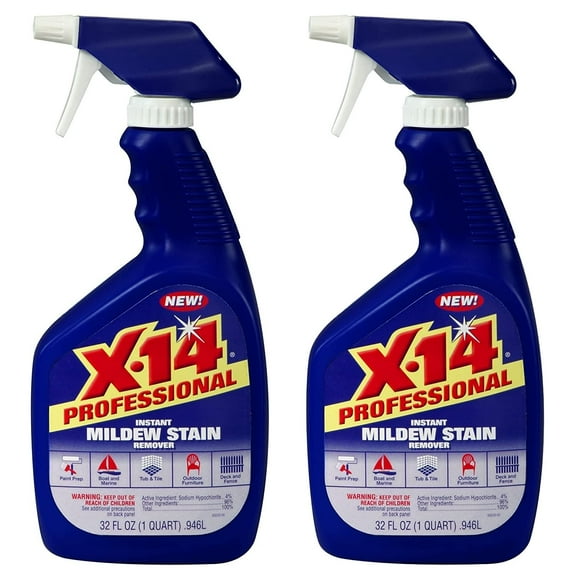 X-14 Professional Instant Mildew Stain Remover Bulk, [Non-Aerosol Trigger], 32 OZ 2 Pack