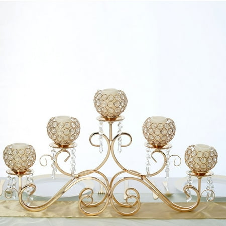 efavormart 5 arm 16 crystal chandelier gold metal horizontal table
