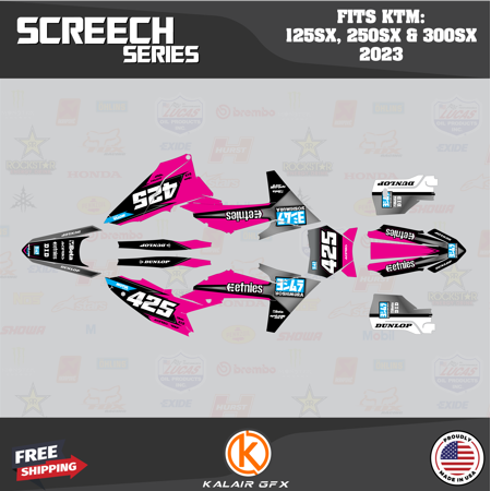 Kalair GFX Graphics Kit for KTM Motorcross 2-Stroke 125SX 250SX and 300SX (2023) Screech Series Kalair GFX Graphics Kit for KTM Motorcross 2-Stroke 125SX 250SX and 300SX (2023) Screech Series