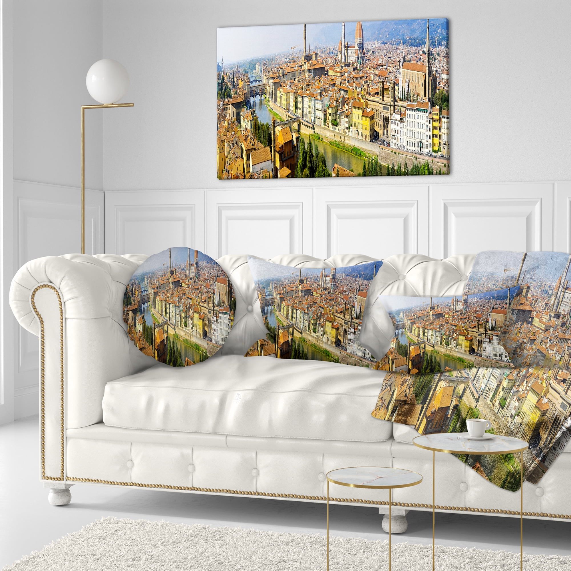 Designart Florence Panoramic View - Cityscape Photo Throw Pillow - 12x20