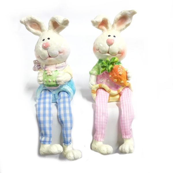 Resin Happy Bunny Shelf Sitter, Set of 2 - Walmart.com ...