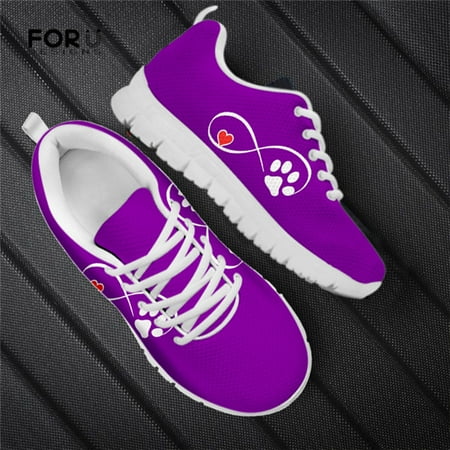 

Pet Paw Footprint Pattern Woman Shoes Cute Dog Heart Printing Sneakers Women Breathable Casual Ladies Shoes Flat