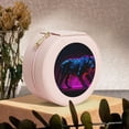 thumbnail image 6 of Yiaed Futuristic Purple Panther A、 Print Travel Jewelry Case Bridesmaid Gift Boxes Jewelry Travel Organizer Small Round Jewelry Box Mini Storage-Pink, 6 of 7