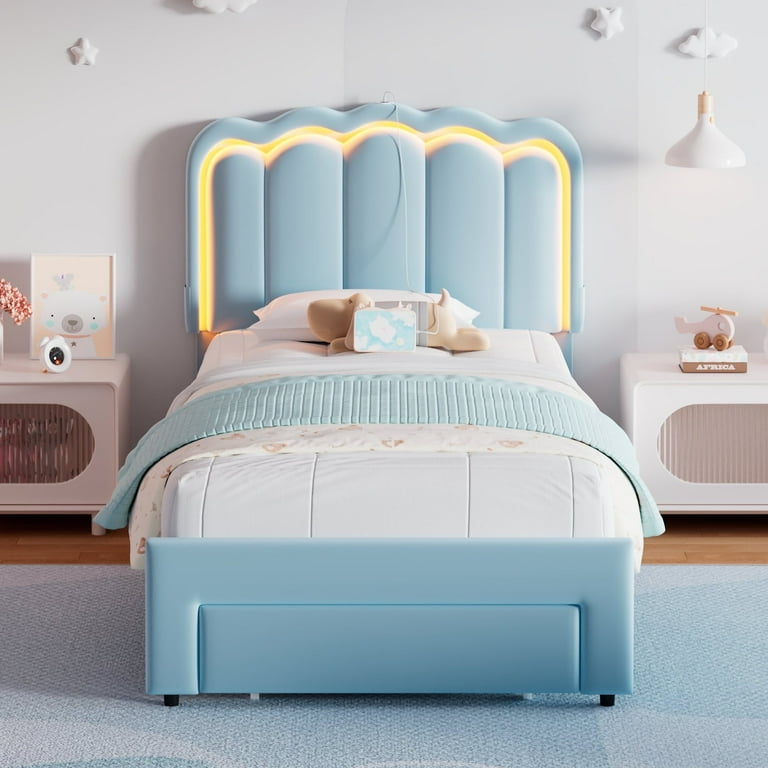 crown bed datype 青 Coaster Bedroom Marjorie Metal Twin Open Frame Bed Blue