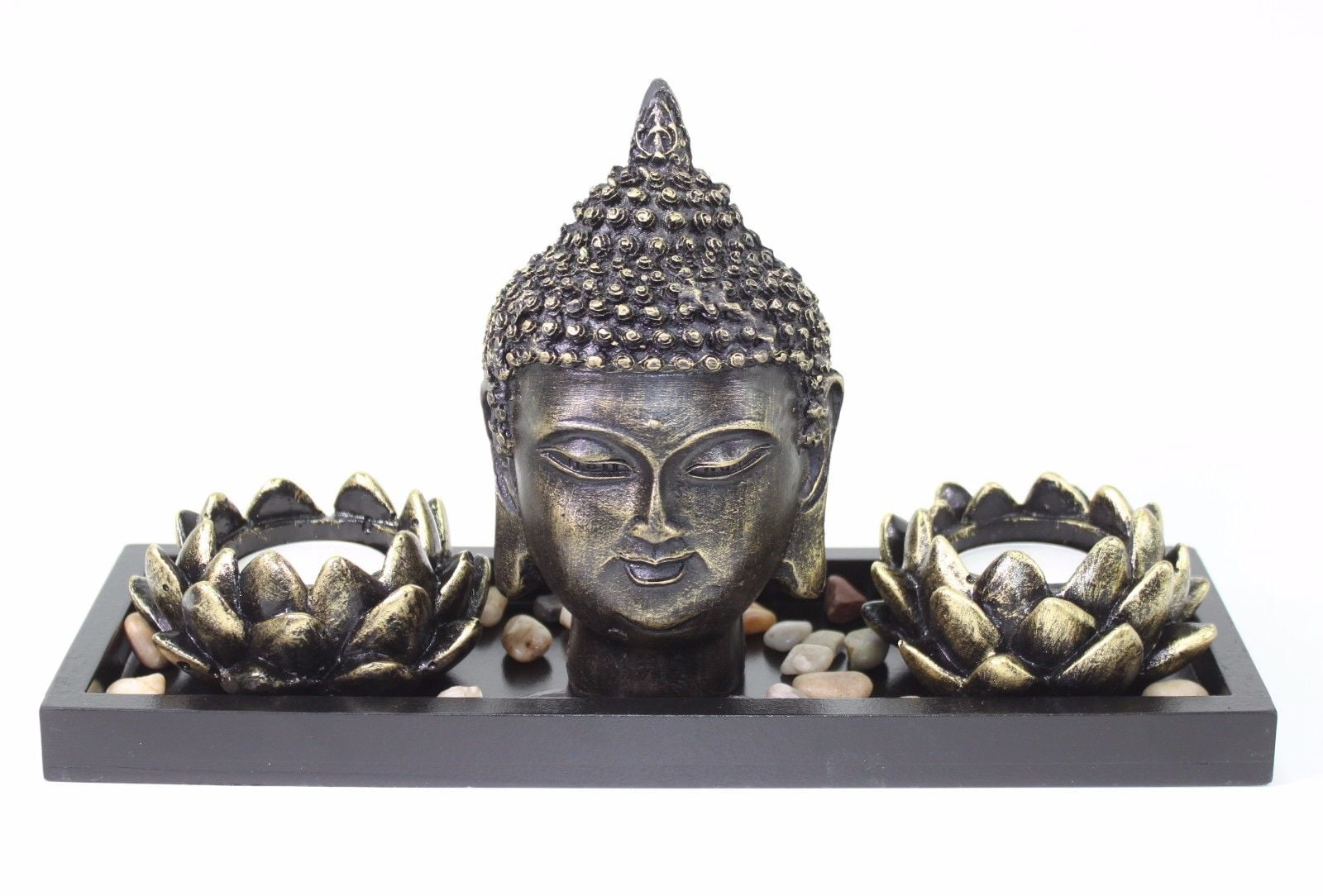 Relaxation Candle Holder Massage Yoga Meditation Zen Lotus Gift Concrete Brass 